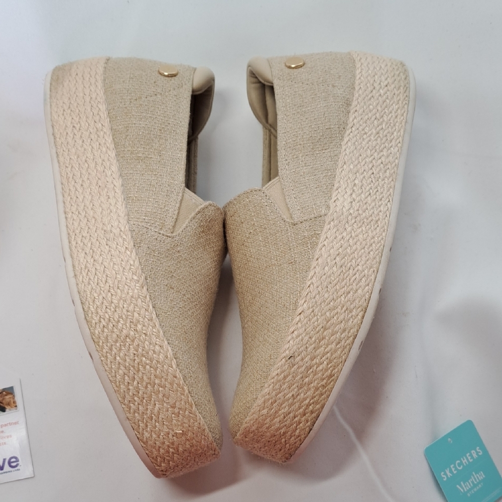 Skechers Martha Natural Beige Slip-On Espadrille Sneakers - Picture 4 of 9